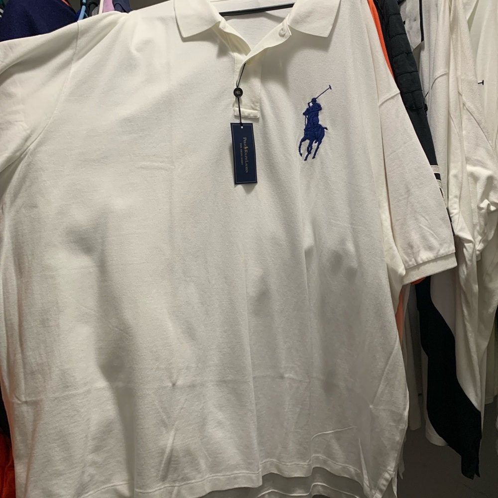 5x Big New with tags White/Blue polo man, Ralph Lauren Polo short sleeve shirt.